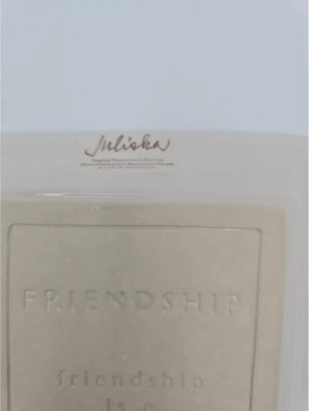 Juliska Cream Color Cornerstone Collection Friendship Tray w/ Saying on Back